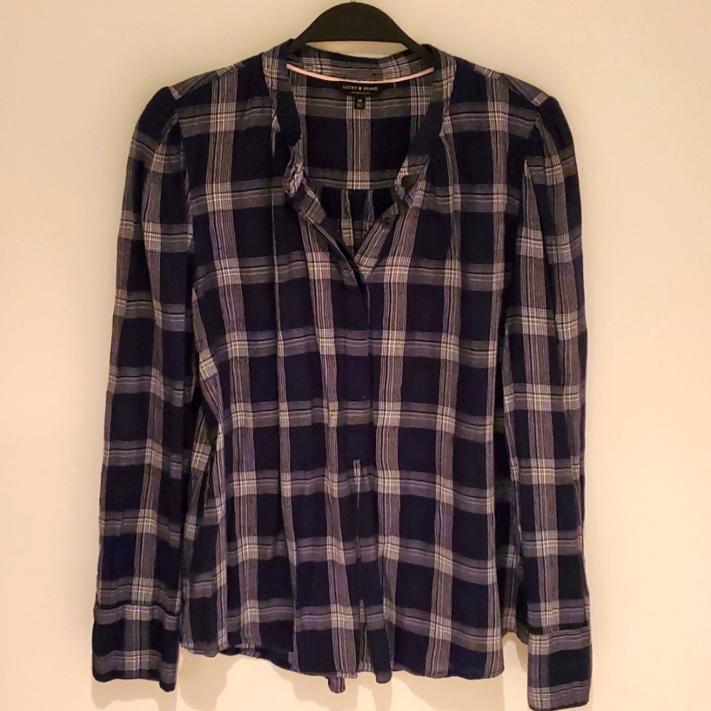 Blue & White Plaid Lucky Brand Shirt